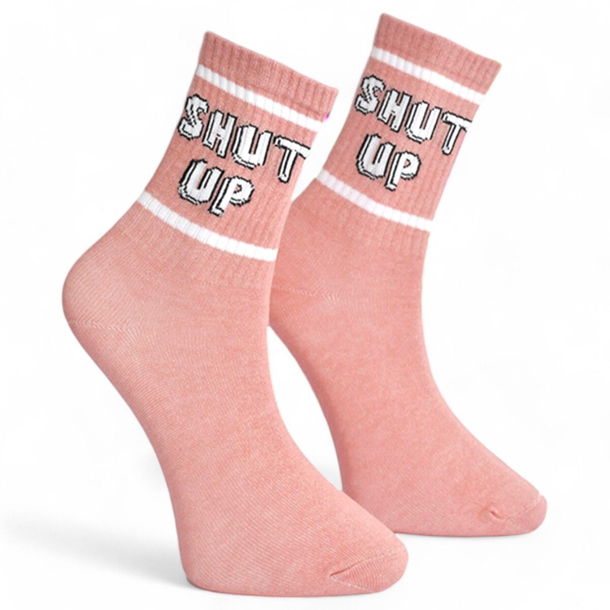 Shut Up Yazılı Pembe Kolej Çorap