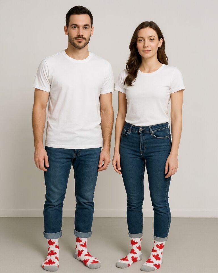 Kanada Bayrak Desenli Unisex Çorap